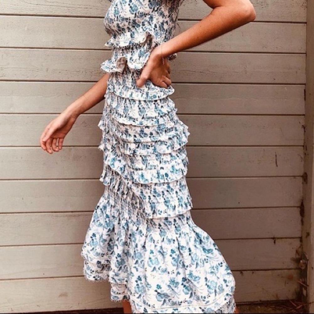 V. Chapman Studio Blue Floral Linnea Skirt